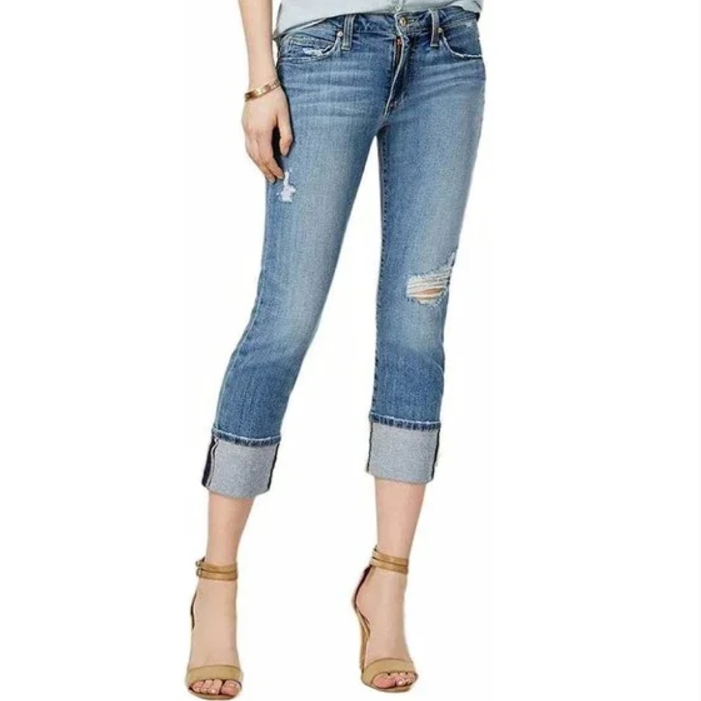 Joe’s Jeans Cuff Crop Distressed Blue Jeans - Size 27